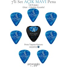 7’li Açık Mavi Gitar ve Ukulele Pena Seti + Kutusu Hediye