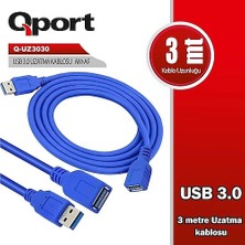 Binbir Göz Bilgisayar Qport Q-UZ3030 USB 3.0 USB Uzatma Kablosu 3 mt
