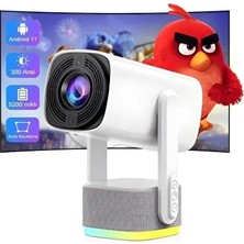Yüksek Çözünürlüklü Kablosuz Projektör, 4k, Wi-Fi, Bluetooth, Uzaktan Kumanda, Beyaz