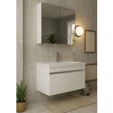 Mr Clk 1. Sınıf Mdflam Beyaz Banyo Seti - 80 cm