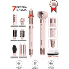 Esdiva Butik Pembe 7'li Çok Fonksiyonlu Hava Üflemeli Saç Şekillendirici Fön Akıllı Isı Kontrolü ile