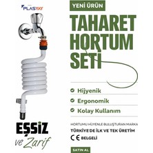 Plasyay Spiral Wc Taharet Hortumu Rekorlu ve Duvara Sabitlemeli 1.5 Metre Beyaz