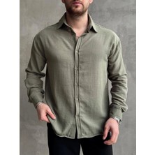 Ayyıldız Butik Erkek Elit Kalite Oversize Kalıp Pera Keten Kumaş Gömlek