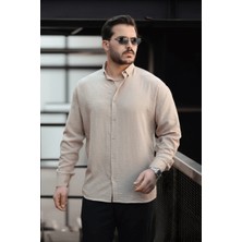 Ayyıldız Butik Erkek Elit Kalite Oversize Kalıp Pera Keten Kumaş Gömlek