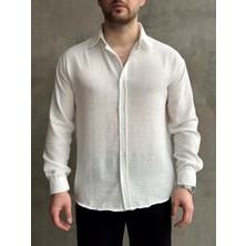 Ayyıldız Butik Erkek Elit Kalite Oversize Kalıp Pera Keten Kumaş Gömlek