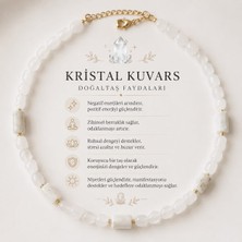 Bng Aksesuar Kristal Kuvars Doğaltaş Kadın Kolye Beyaz