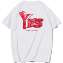 Brz Collection Unisex Oversize Yes Summer Method T-Shirt (Beyaz)