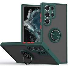 İntora Galaxy S25 Kılıf Montreal Yüzüklü Silikon Kapak - Yeşil