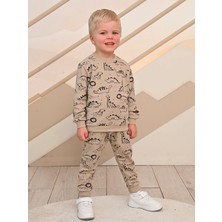 Luggi Baby Bisiklet Yaka Baskılı Erkek Çocuk Sweatshirt ve Eşofman Alt 2'li
