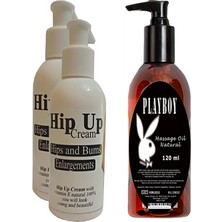 Hintohu Hipup Hip Enlargement Cream Kalça Kaldırma , Vücut Kremi 120 ml 2 Adet+Playboy Masaj Yağı 120 ml