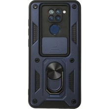 İntora Redmi Note 9 Kılıf Pars Lens Yüzüklü Silikon - Lacivert