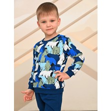 Luggi Baby Bisiklet Yaka Baskılı Erkek Çocuk Sweatshirt ve Eşofman Alt 2'li