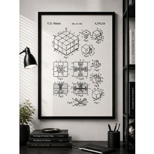 Pegziz Rubik Küp Patent Çizimi Tablosu Oyun Duvar Dekor Tablo