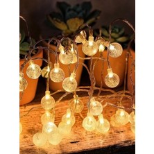 Deryora 5m 28 LED Kristal Top Gün Işığı Şeffaf Kablo Fişli Eklemeli