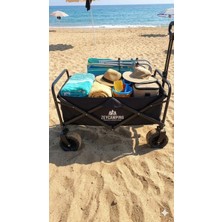 Zey Camping Büyük Boy  Fren Sistemli, Rulmanlı, Kalın Teker, Xl Boy Katlanır Vagon Plaj Taşıma ve Kamp Arabası