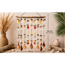 WoodBay El Yapımı Deniz Kabuklu Rüzgar Çanı 40X25 cm Doğal Shell Balkon Bahçe Dekoru Dekoratif Balkon Süsü