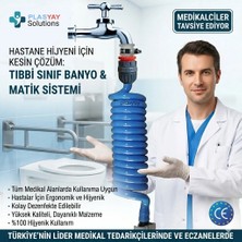 Plasyay Spiral Wc Banyo Balkon Yıkama Hortum Seti Duvar Sabitlemeli 2.5 Metre Mavi
