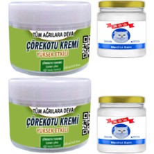 2 Tane Çörek Otu Kremi 150 ml Büyük Boy Krem + Snow Kitten 50 ml Menthol Balm / Kas Diz Dirsek Sırt Bel Iskelet Agrilarina Masaj Seti