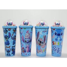MiraLive Sevimli Stitch Pipetli Boncuklu Termos ve Suluk