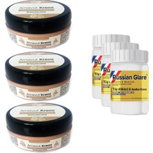 Three Brand Whitening Cream 50 ml Arnavut Kremi Aklık Kremi 3 Adet + Russıan Glare Tüy Dökücü Azaltıcı Merhem 50 ml 3 Adet