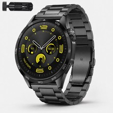 Sneezy Huawei Watch Gt4 46MM Ile Uyumlu Katlanır Klipsli Paslanmaz Çelik Saat Kordonu