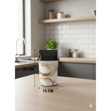 Empressco Abnturk 3 Litre Click Kapaklı Küçük Boy Altın Yaldız Desen Çöp Kovası - Fiyatı, Yorumları