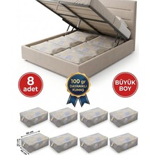 Healnest 8 Adet - Desenli Baskılı Büyük Boy Kalın Kumaş Tela Baza Altı ve Çekyat Tipi Hurç 65 x 45 x 22 cm