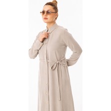 Zerenay Moda 5653 Beli Kemer Detaylı Önü Çıt Çıtlı Keten Kap #2026#