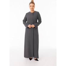 Zerenay Moda 5618 Kol Ucu ve Önden Taş Işleme Detaylı Cepli Krep Kumaş Ferace #26#