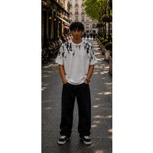 Hzr Wear Oversize Bisiklet Yaka Desenli Erkek Tişört