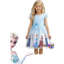 Elsa Anna Frozen Elbise Mavi Elbise Elsa Anna Baskılı Elbise Doğum Günü Parti Düğün Davet Bayram Elbise Kostüm