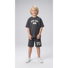 Lolipop Kids Store Erkek Çocuk New York Yazılı Garson Boy Tişört Şort Yazlık Takım