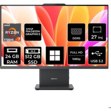 Lenovo Ideacentre 27ARR9 Ryzen 7 7735HS 24GB Ram 512GB SSD 27" Fhd WIN11 Pro F0HQ00ACTRP412 All In One Bilgisayar + Per4 USB