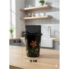 Empressco Abnturk 3 Litre Click Kapaklı Küçük Boy Siyah Çiçek Desen Çöp Kovası - Fiyatı, Yorumları
