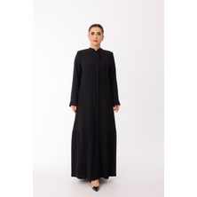 Zerenay Moda 5627 Kol Ucu Taşlı Alt Kısmı Plise Detaylı Krep Kumaş Ferace#26#