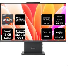Lenovo Ideacentre 27ARR9 Ryzen 7 7735HS 16GB Ram 512GB SSD 27" Fhd Freedos F0HQ00ACTRP307 All In One Bilgisayar + Per4 USB