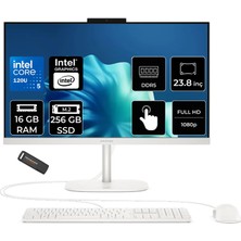Hp Omnistudio 24 Core 5 120U 16GB Ram 256GB SSD 23.8" Fhd 75Hz Touch Freedos D62KVEAPN306 Beyaz All In One Bilgisayar + Per4 USB