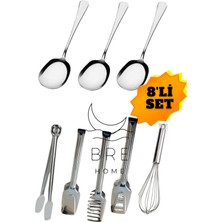 Empressco Bre Home 8 Parça 3 Adet 21 cm Servis Kaşığı 4 Adet Pasta Makarna Pasta Çırpıcı Maşa Seti - Fiyatı, Yorumları