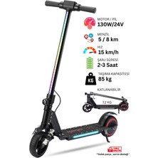 Elektrikli Çocuk Scooter - Çift Frenli Katlanabilir - LED Işıklı - Ön Çift Süspansiyonlu 8+