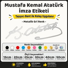 Sb Store Atatürk Imza Sticker Etiket - Metalik Gri Renk