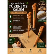 Kalemhane Kişiye Özel El Oyma Işçilik Özel Yapım Tükenmez Kalem Sincap Figürlü
