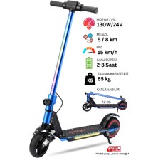 Elektrikli Çocuk Scooter - Çift Frenli Katlanabilir - LED Işıklı - Ön Çift Süspansiyonlu 8+