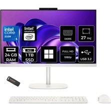 Hp Omnistudio 27 Core 5 210H 24GB Ram 1tb SSD 27" Fhd WIN11 Pro D62C1EAPN413 Beyaz All In One Bilgisayar + Per4 USB