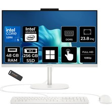 Hp Omnistudio 24 Core 5 120U 48GB Ram 256GB SSD 23.8" Fhd 75Hz Touch WIN11 Pro D62KVEAPN426 Beyaz All In One Bilgisayar + Per4 USB