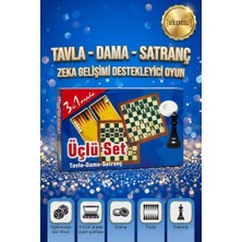 Farbu Oyuncak 3'ü 1 Arada Tavla Dama ve Satranç Eğitici ve Eğlenceli 2 Kişilik Kutu Oyun Seti