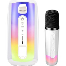 Mey Ithalat®  Pluse 7 Mikrofonlu Rgb Kablosuz Hoparlör - Beyaz