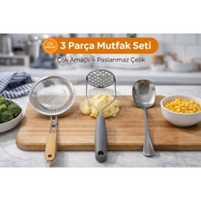 Empressco Alvin Mutfak Gereçleri 3’lü Set – Çelik Kevgir, Patates Ezici, Servis Kaşığı Paslanmaz - Fiyatı, Yorumları