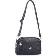 Nas Bag Kadın Günlük Sade Şık Çok Gözlü Çapraz Çanta (23X14 Cm) Siyah Victoria