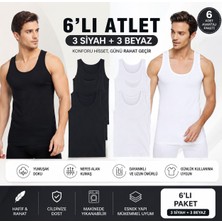 6'lı Erkek Penye Askılı Atlet%100 Pamuk Beyaz