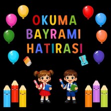 Ti Play Okuma Bayramı Hatırası Temalı Renkli Okul Panosu Figür Seti | Hazır Kesim Sınıf Süsü 01